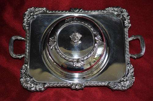 Silver Plated Butter Dish with Glass Insert