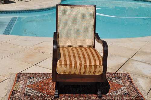 Imbuia Rattan Back Rocking Chair  (Collections Only !!)