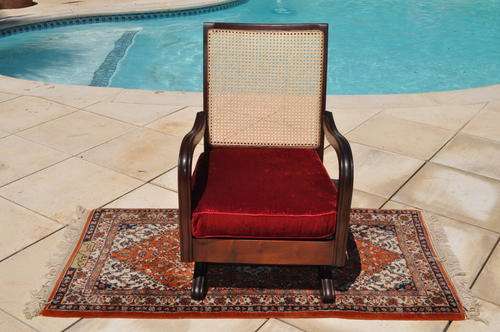 Imbuia Rattan Back Rocking Chair. (Collections Only !!)