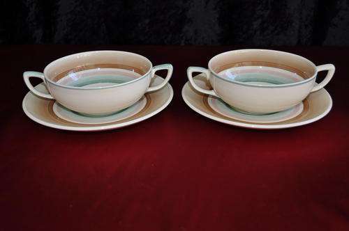 Suzie Cooper 2 x Soup Bowls with Saucers