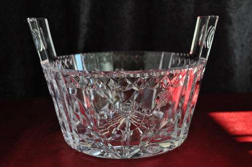 Two Handled Cut Crystal Bowl  --  Damage Free !!