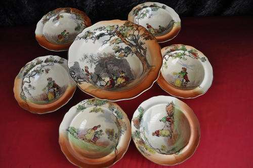 Royal Doulton "The Gipsies / The Gleaners" Dessert Set  (D4983)