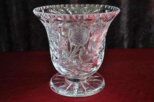 Rose Cut Crystal Footed Vase