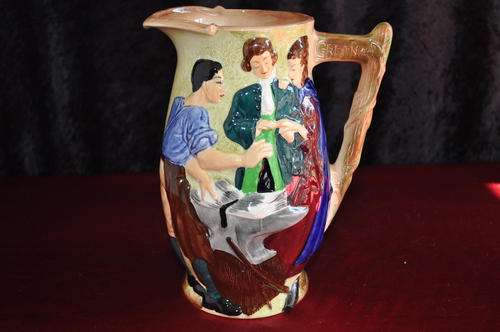 Burleigh Ware Jug "The Runaway Marriage" Embossed and Engraved