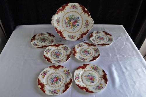 Royal Albert "Canterbury" 1 x Large Cake Plate - 6 x Small Cake Plates.