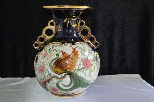 Stunning Midnight Blue Two Handled Vase ( H Bequet.  Quaregnon. Belgium)