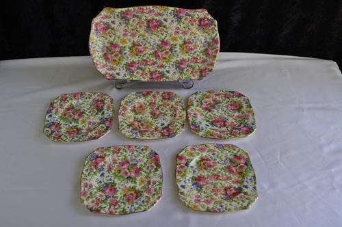 Royal Winton "Summertime" 5 x Side Plates - 1 x Sandwich Plate