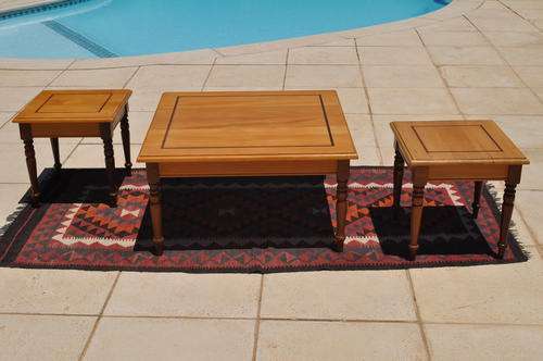 Set of Three Yellow Wood Coffee Tables --- Collections Only !!!!!