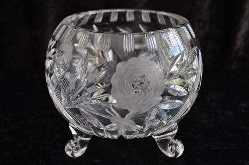 Rose Cut Crystal Vase On Snail Feet - Damage Free!!