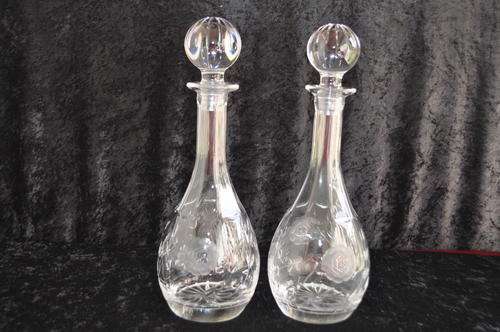 Pair Rose Cut Crystal Decanters - DAMAGE FREE !!!!!!