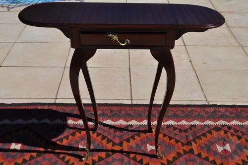 Mahogany Drop Side Hall Table with Drawer and Brass Fittings --  Collections Only !!!