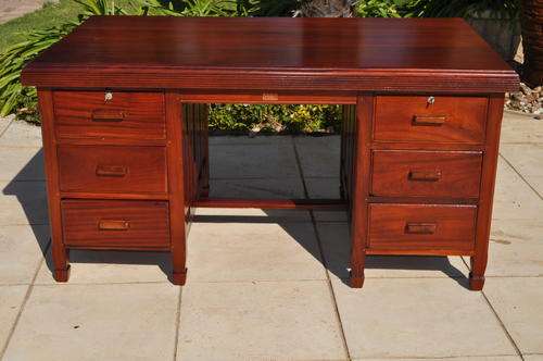 Solid Burmese Teak 6 Drawer Desk   ----   Collections Only !!!!!