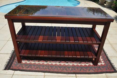 Solid Teak Server With Glass Top --- Collections Only!!