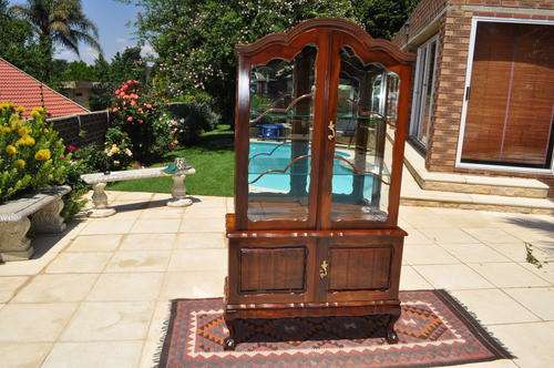 Imbuia Ball & Claw Gable Top Display Cabinet