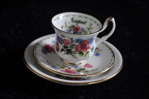 Royal Albert Flower Of The Month Miniature - August - "Poppy"  Trio