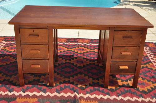Teak 6 Drawer Desk ------   COLLECTIONS ONLY!!!!!!!!!