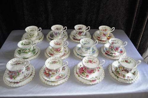 Royal Albert Flower Of The Month 12 Trio's  --  January to December