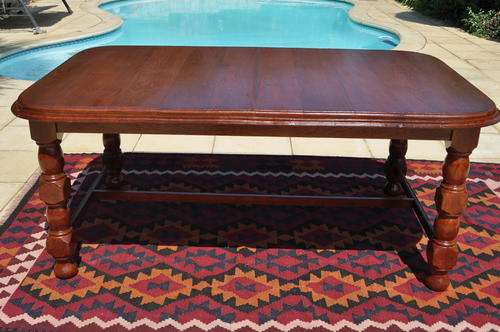 Burmese Teak Block & Ball Dining Table - 6 Seat -      Collections Only!!!!