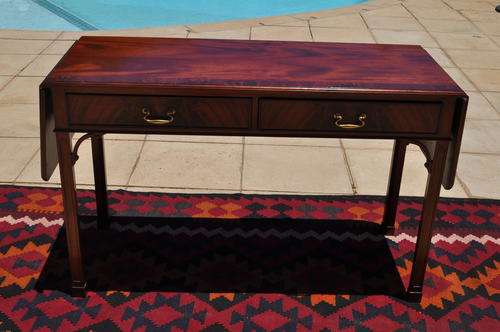 Flame Mahogany Drop Side Two Drawer Carver    ------    Collections Only!!!