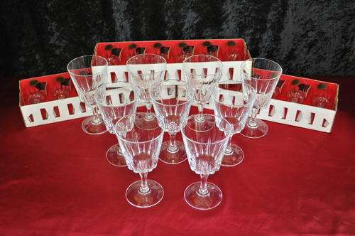 Cristal d"Arques 24% Genuine Leads 9 x White Wine Glasses & 18 Boxed x Cherry/Port Glasses