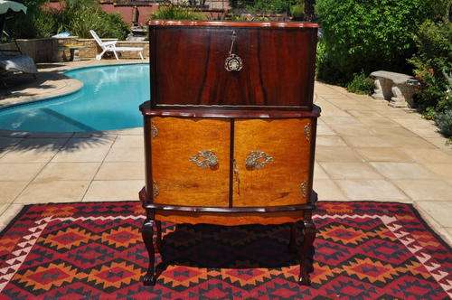 Imbuia Ball & Claw Drinks Cabinet  - Imbuia Frame, Veneer Finish   ----  Collections Only!!!!