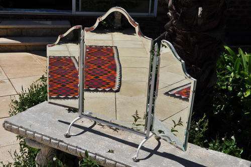 Beveled  Butter Fly Mirror On Cast Iron Stand  --  Collections Only!!