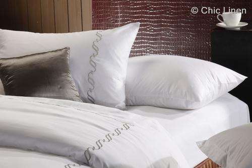 Luxurious 500TC Egyptian Cotton - Embroidered Plain White Duvet Cover set (Qn)