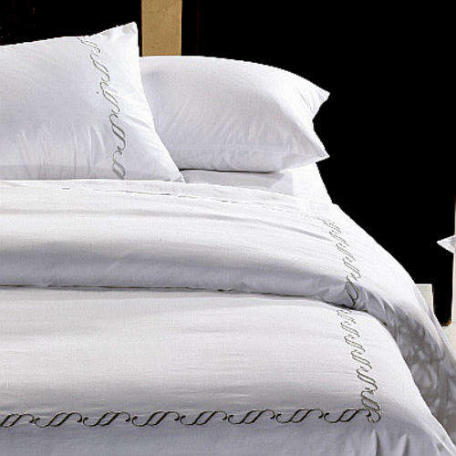 Luxurious 500TC Egyptian Cotton | Embroidered Plain White Duvet Cover Set (Qn)