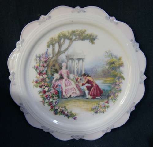 French Made Hand Painted 3 Dimensional Cake Plate with Raised Detailed Pattern