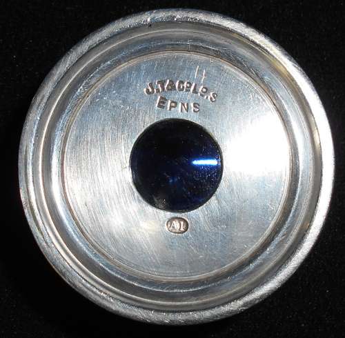 Vintage John Turton & Co A1 Silver Plate Container with Cobalt Blue Glass Insert