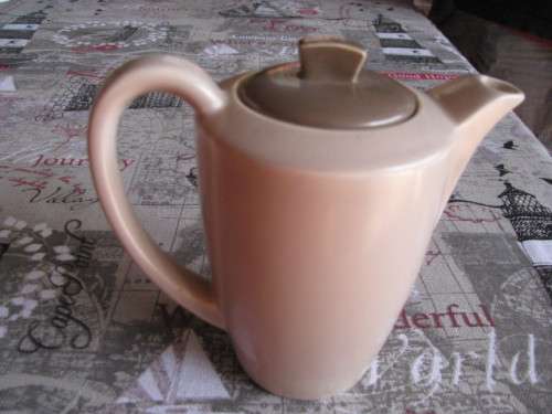 A TAUPE AND CREAM POOLE POTTERY COFFEE POT...DORSET ENGLAND