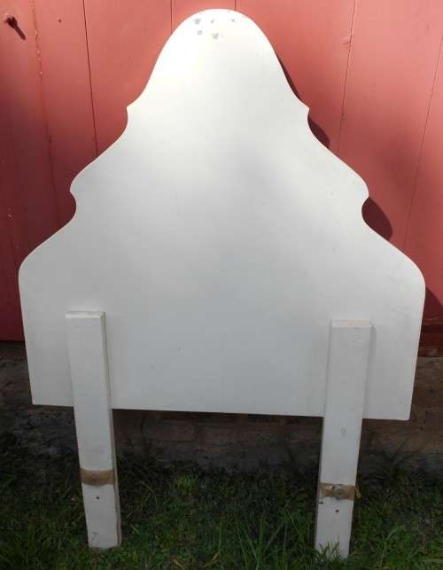 White Painted Single Headboard with Scroll Detailing