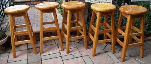 5x Stunning Solid Pine Barstools with Carved Out Area For Your Derriere