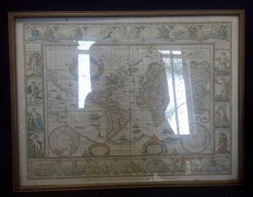 Vintage Framed World Map