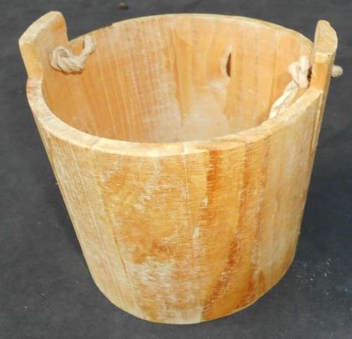 Large Wooden Bucket or Pail with Rope Handle