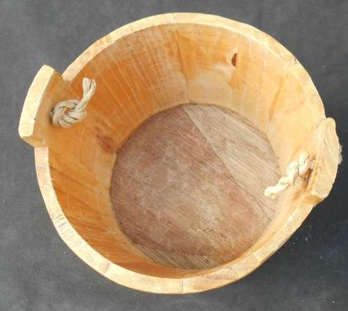 Large Wooden Bucket or Pail with Rope Handle