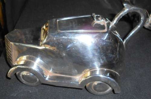 1930's James Sadler Racing Car Silver Plated 3pc Teapot
