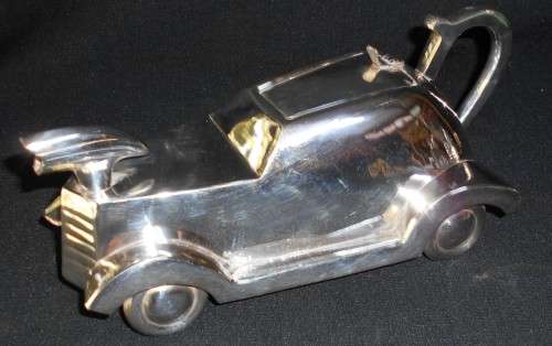 1930's James Sadler Racing Car Silver Plated 3pc Teapot