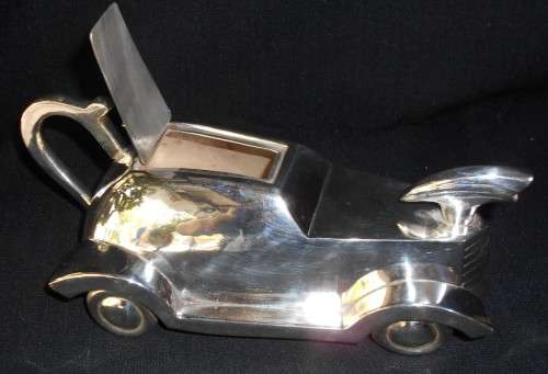 1930's James Sadler Racing Car Silver Plated 3pc Teapot