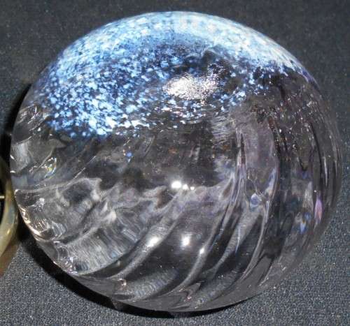 Art Glass Pink and Blue Swirl Rose Bowl