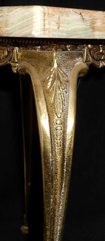 Vintage Ornate Brass Legged Table with Marble Top
