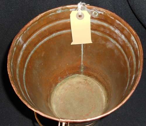 Vintage Large Copper Bucket with Brass Bands
