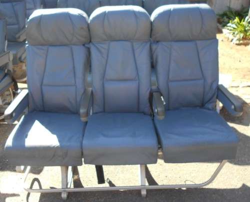 Retro Boeing 747-400 Aircraft Leather Upholstered 3 Seat Bench Seats - Perfect Home Theatre Seats