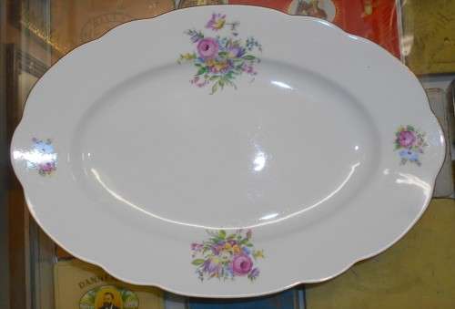 Vintage Moritz Zdekauer ( MZ ) Czech Pink Floral Platter