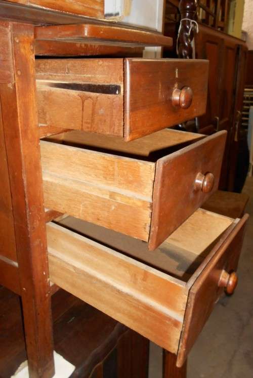 Teak 6 Drawer, 2 Leaf Office Desk