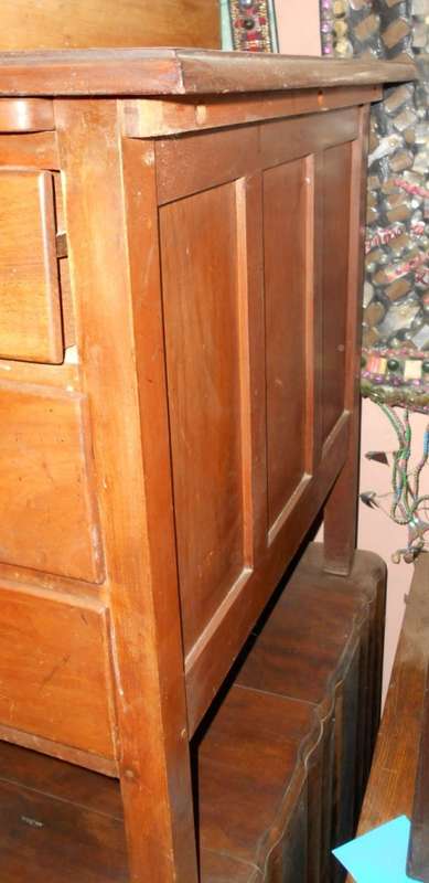 Teak 6 Drawer, 2 Leaf Office Desk