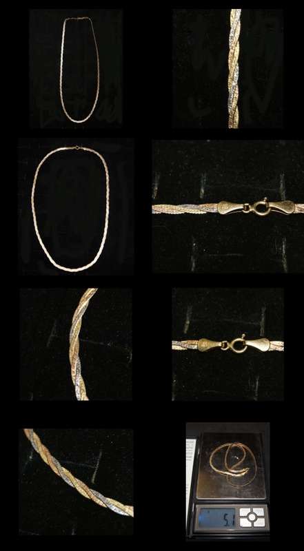 STUNNING 18ct GOLD NECKLACE WOVEN 3 TONE GOLD (5.1g) @@@ CRAZZYYY R1 START