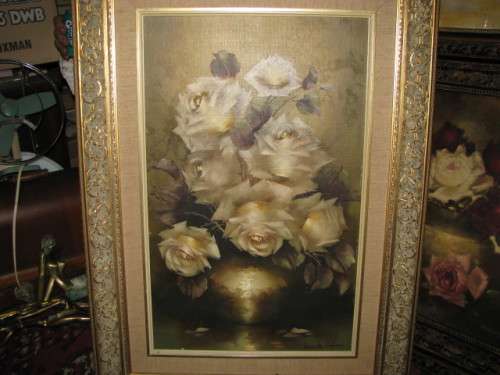 JEANETTE DYKMAN ROSES IN BRASS BOWL ORIGINAL OIL