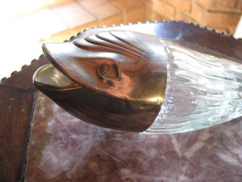 DM84Sale Glass and Metal Fish Shaped Vase @@@ Crazy Low R1 Start