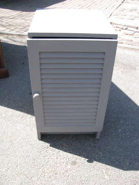 DM84Sale VINTAGE RETRO 1970S SLATTED GREY PAINTED PEDESTAL OR CABINET @@@ Crazy Low R1 Start